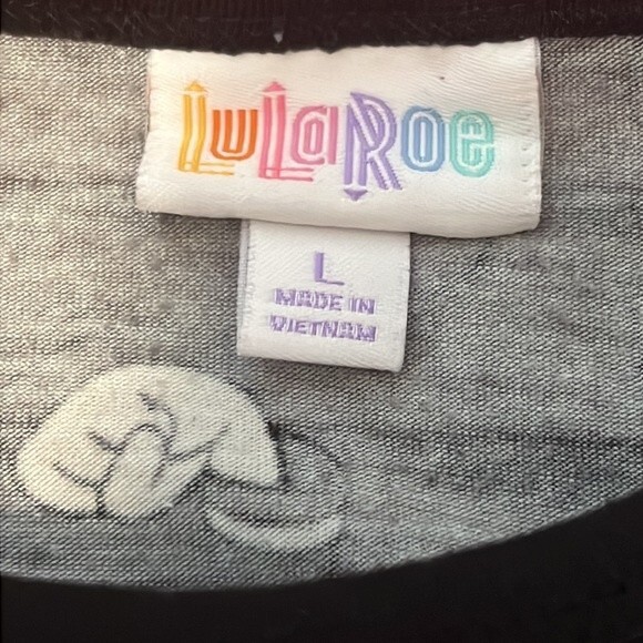 LuLaRoe Woman’s Disney Donald Duck Black Gray White 3/4 Sleeve Top Large Cute - Picture 8 of 10